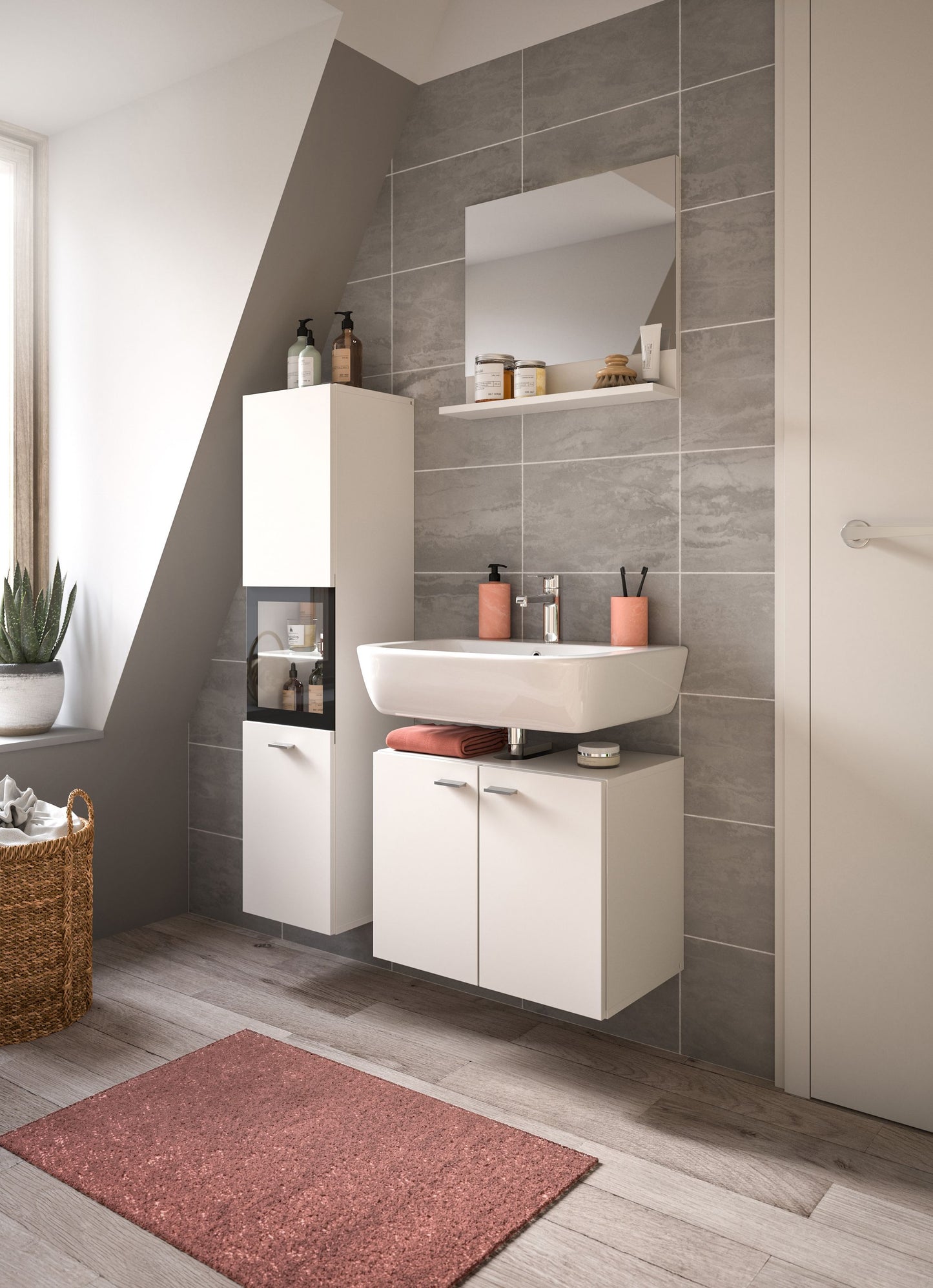 Homes & Jones Badezimmer Set 3tlg. Badmöbel hängend oder bodenstehend montierb.