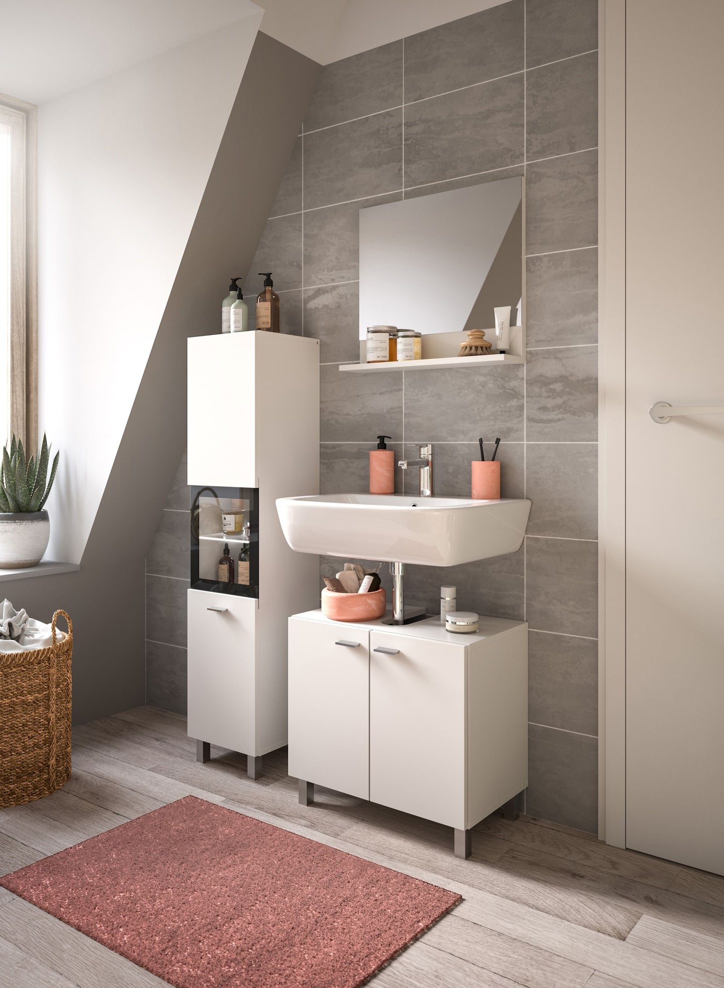 Homes & Jones Badezimmer Set 3tlg. Badmöbel hängend oder bodenstehend montierb.