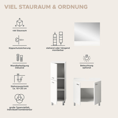 Homes & Jones Badezimmer Set 4tlg. Badmöbel hängend oder bodenstehend montierb.