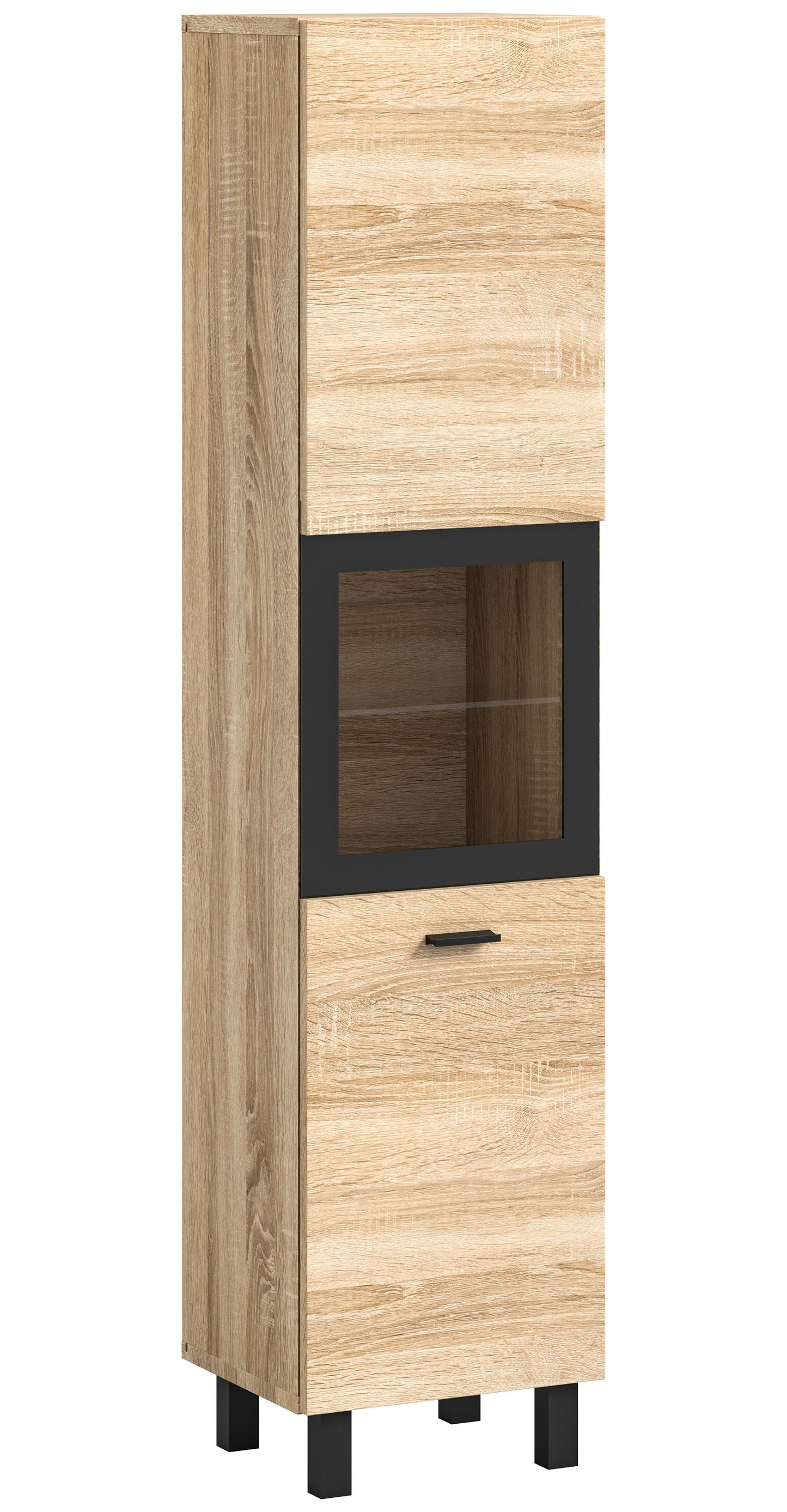 Badschrank Eiche Sonoma mit Frontausschnitt, Innenregal und Standfüßen