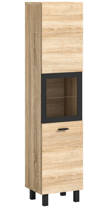 Badschrank Eiche Sonoma mit Frontausschnitt, Innenregal und Standfüßen