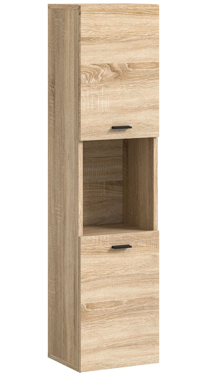 Badschrank Eiche Sonoma mit offenen Fächern und Schubladen, Seitenfront