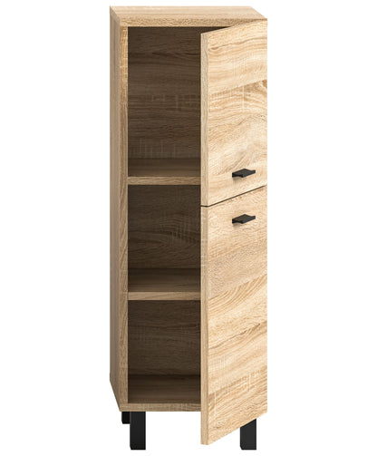 Badezimmerschrank Eiche Sonoma mit Innenregalen und 2 Schubfächern, Seitenansicht