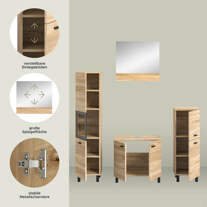 Homes & Jones Badezimmer Set 4tlg. Badmöbel hängend oder bodenstehend montierb.