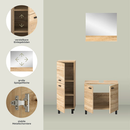 Homes & Jones Badezimmer Set 3tlg. Badmöbel hängend oder bodenstehend montierb.