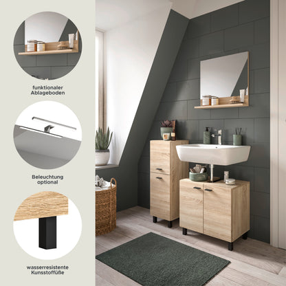 Homes & Jones Badezimmer Set 3tlg. Badmöbel hängend oder bodenstehend montierb.