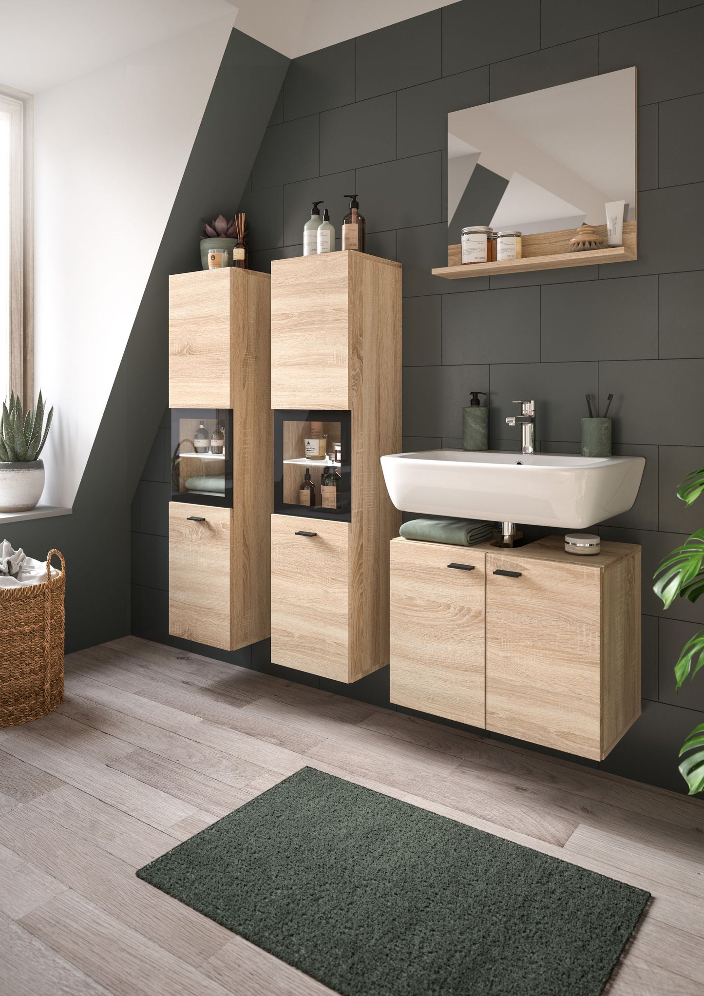 Ensemble de meubles de salle de bain Boston 4 pièces 37 x 186 x 33 cm