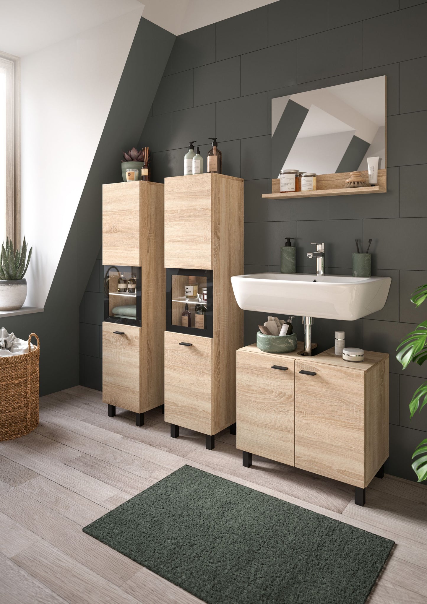 Ensemble de meubles de salle de bain Boston 4 pièces 37 x 186 x 33 cm