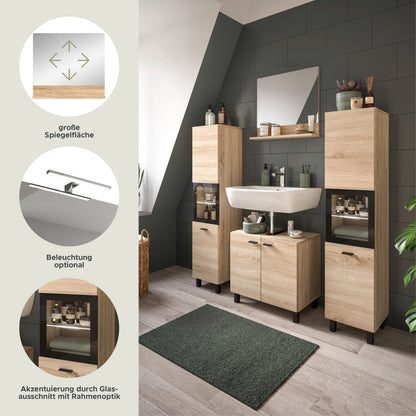 Homes & Jones Badezimmer Set 4tlg. Badmöbel hängend oder bodenstehend montierb.