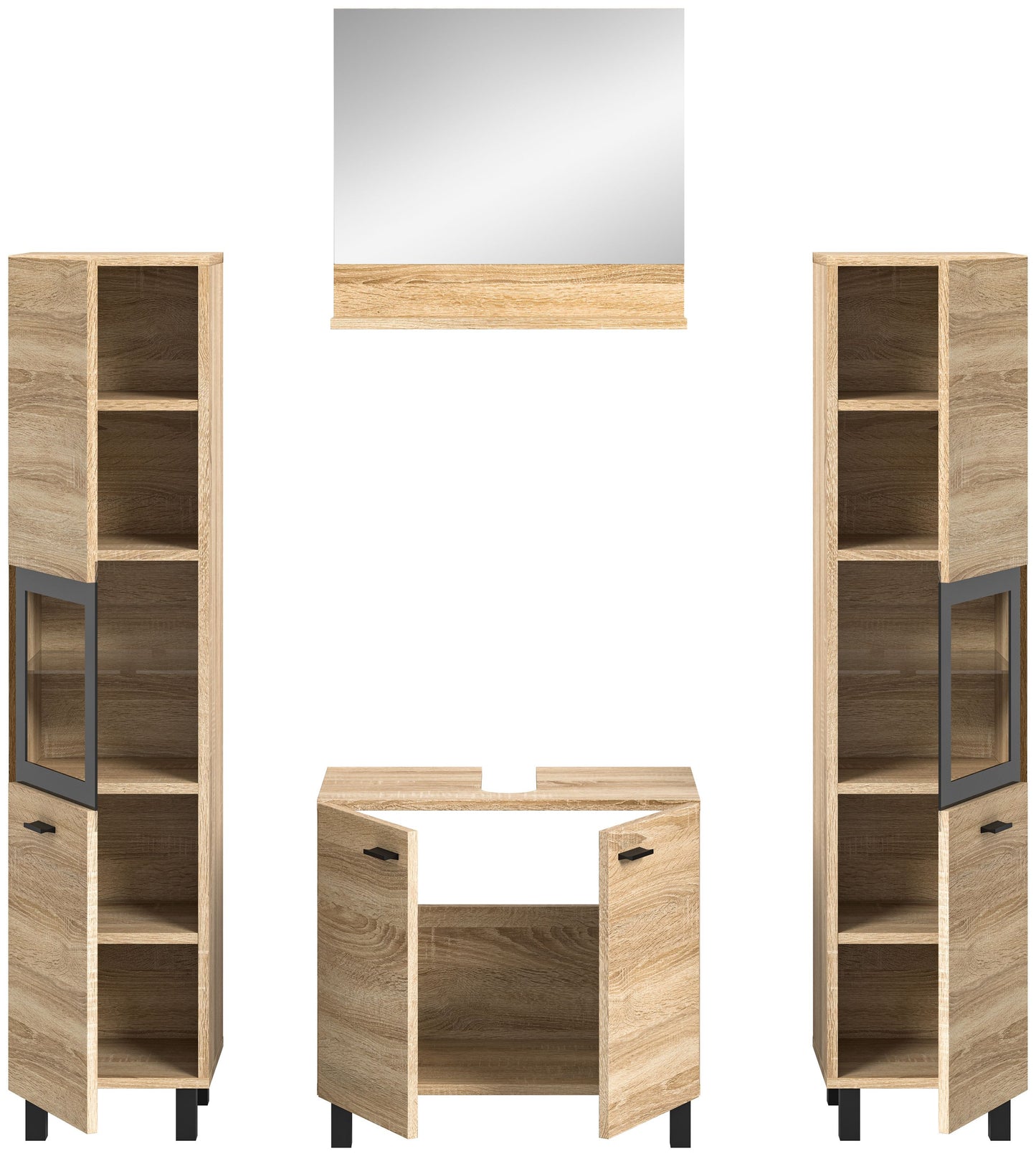 Homes & Jones Badezimmer Set 4tlg. Badmöbel hängend oder bodenstehend montierb.