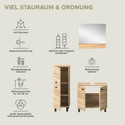 Homes & Jones Badezimmer Set 4tlg. Badmöbel hängend oder bodenstehend montierb.