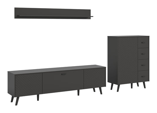 Ensemble de salon LINEA (L/H/P : env. 269/175/40 cm) en gris/gris mat