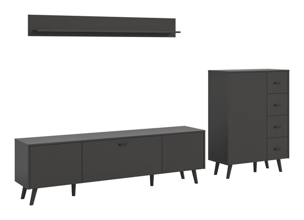 Wohnkombination LINEA (B/H/T: ca. 269/175/40 cm) in grau/grau matt