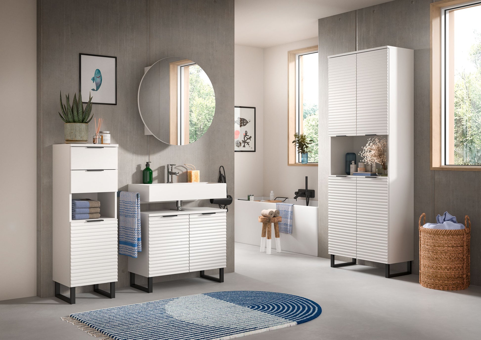 Runder Bad-Spiegelschrank mit Rundspiegel, 70 cm