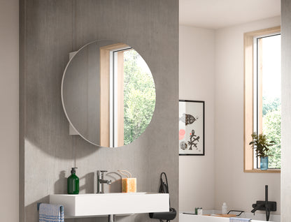Runder Bad-Spiegelschrank mit Rundspiegel, 70 cm an der Wand