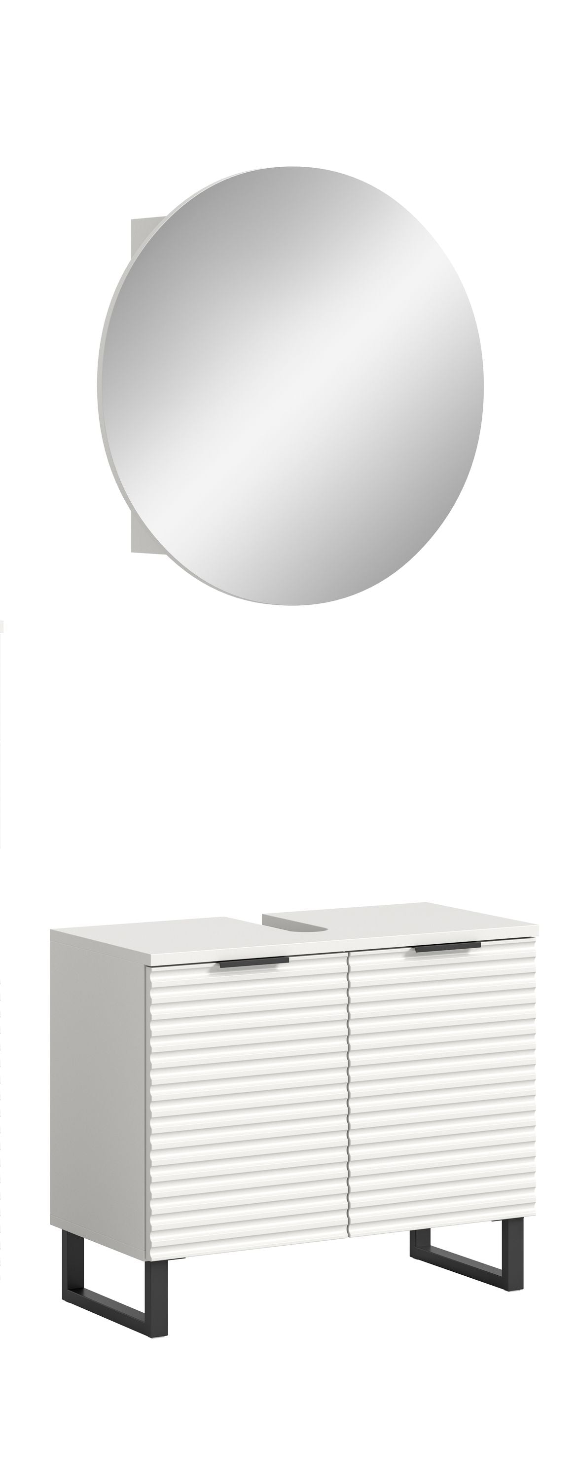 Homes & Jones Badezimmer Set 2tlg. Badspiegelschrank rund, Gäste WC geeignet