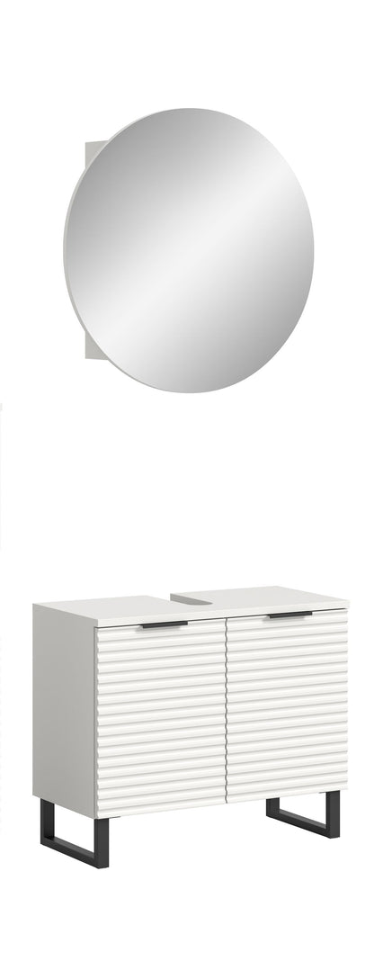 Homes & Jones Badezimmer Set 2tlg. Badspiegelschrank rund, Gäste WC geeignet