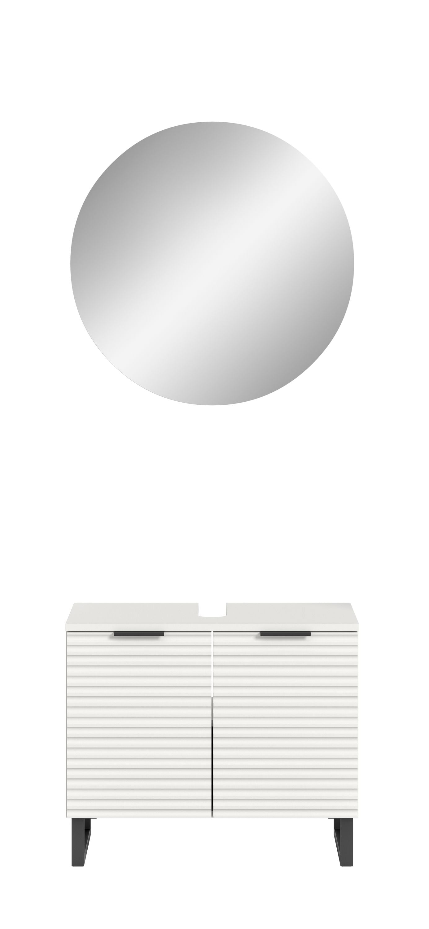 Homes & Jones Badezimmer Set 2tlg. Badspiegelschrank rund, Gäste WC geeignet