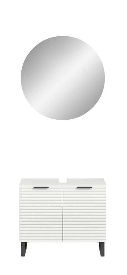 Homes & Jones Badezimmer Set 2tlg. Badspiegelschrank rund, Gäste WC geeignet