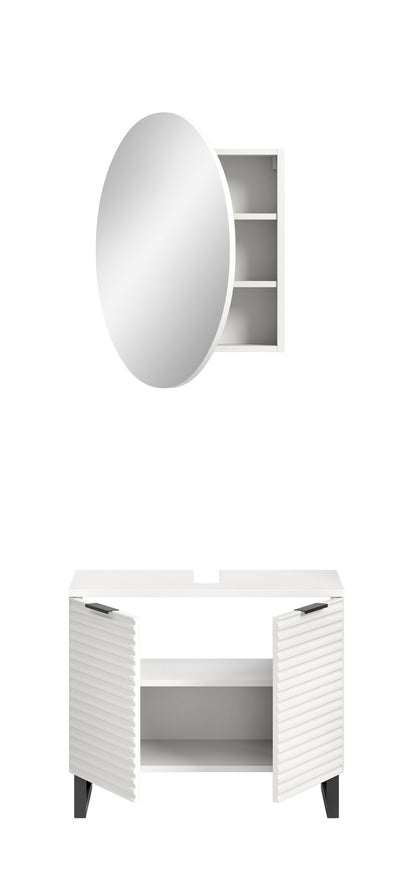 Homes & Jones Badezimmer Set 2tlg. Badspiegelschrank rund, Gäste WC geeignet