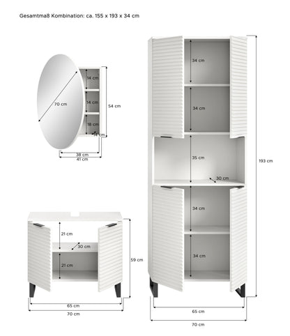 Combinaison de salle de bain Riff (L/H/P :) 155 x 193 x 34 cm