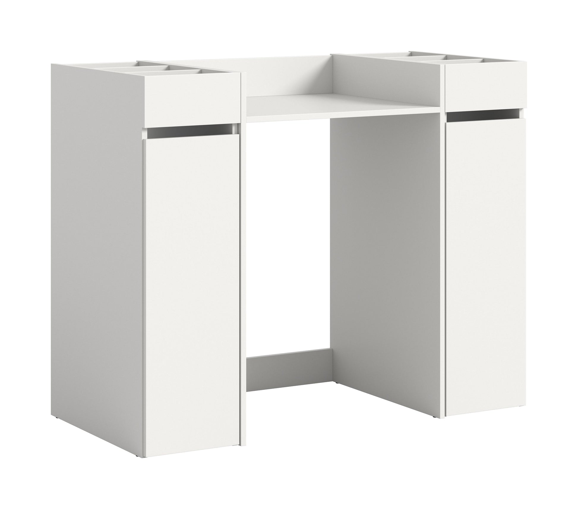 Waschmaschinenschrank mit Überbauschrank, 2 offenen Regalfächern und Ablage, weiß