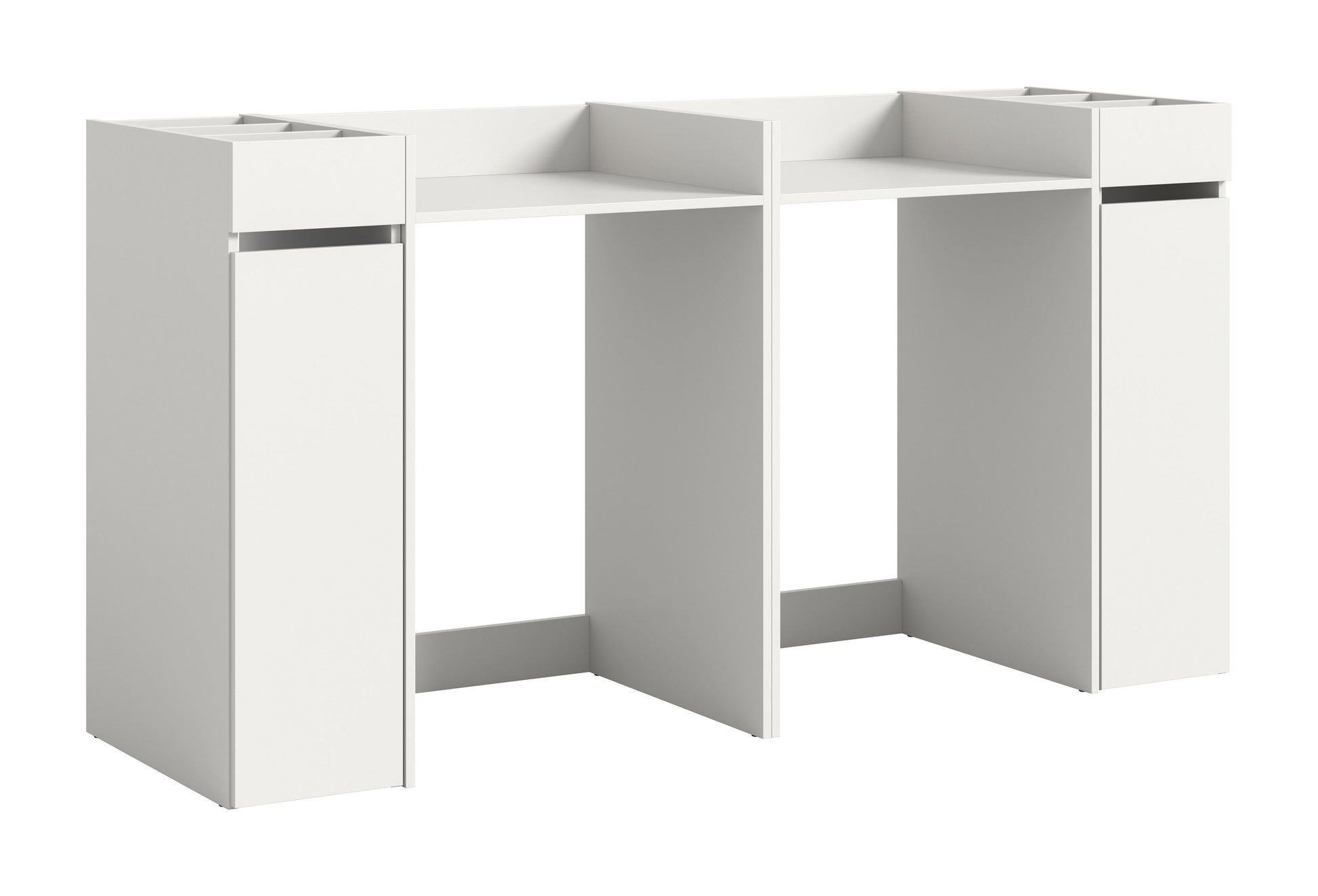Waschmaschinenschrank-Set, weiß, mit 2 Überbauschränken und offenen Regalfächern