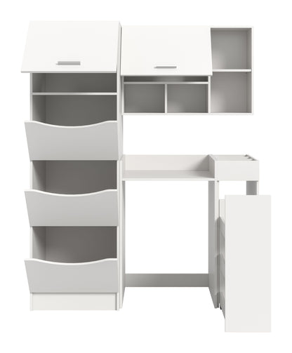 Waschmaschinenschrank-Set in Weiß, Schubladen mit Halbrund-Ausschnitten und Innenfach