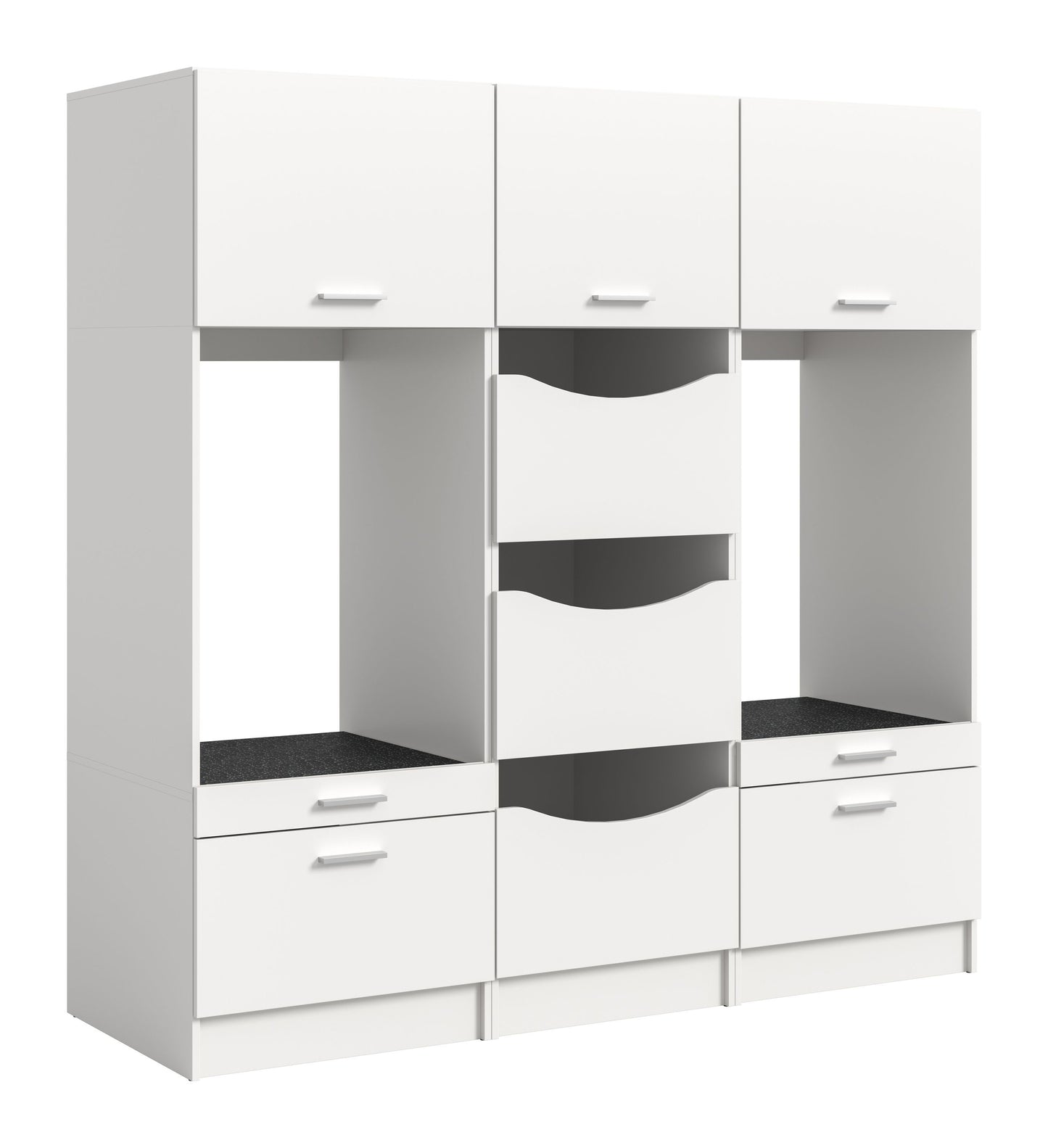 Homes & Jones Waschmaschinenschrank-Set, 3-teilig, weiß mit Schubladen und Ablagen