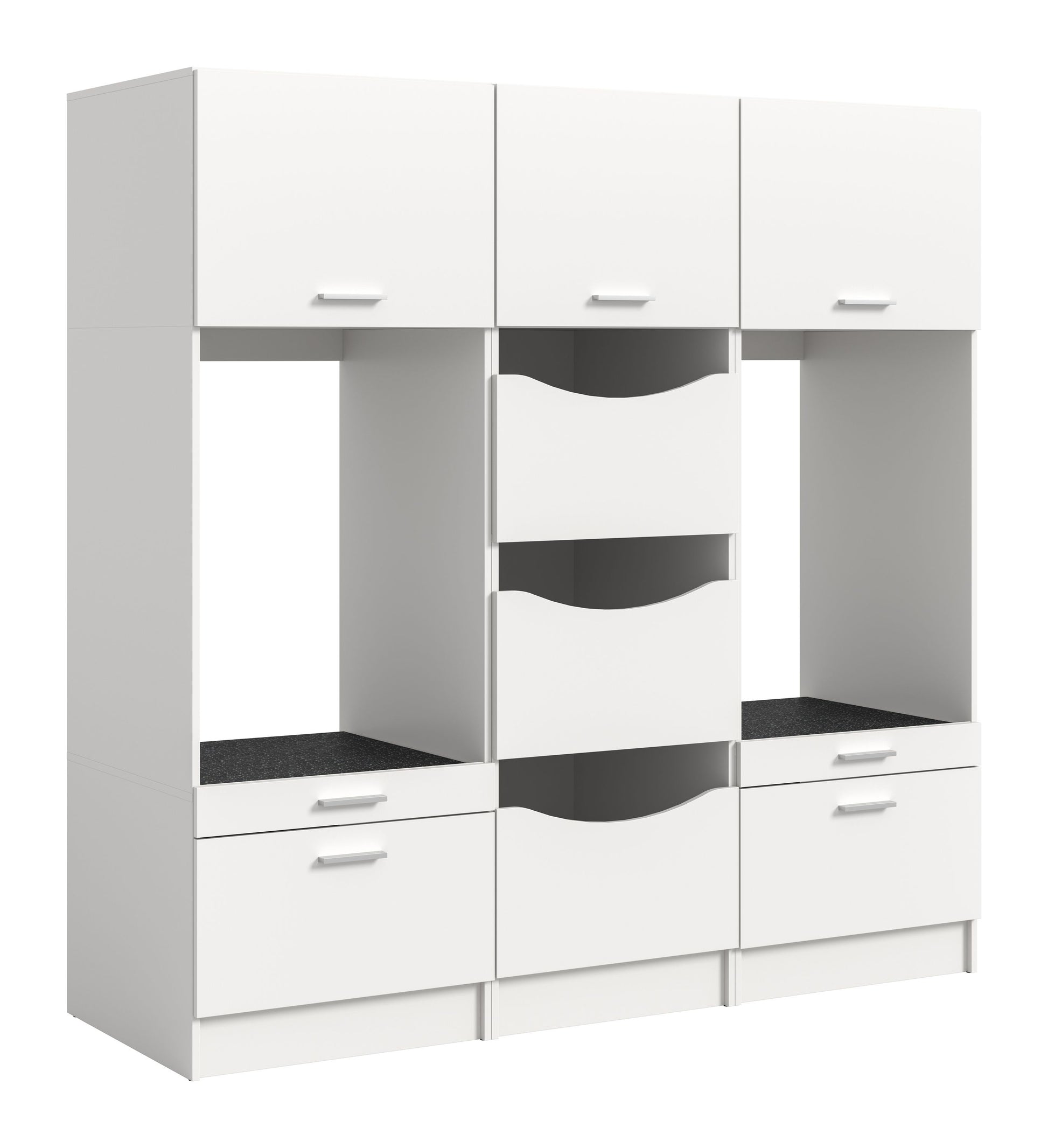 Homes & Jones Waschmaschinenschrank-Set, 3-teilig, weiß mit Schubladen und Ablagen