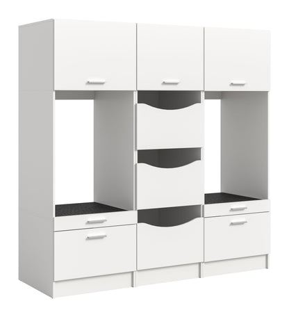 Homes & Jones Waschmaschinenschrank-Set, 3-teilig, weiß mit Schubladen und Ablagen