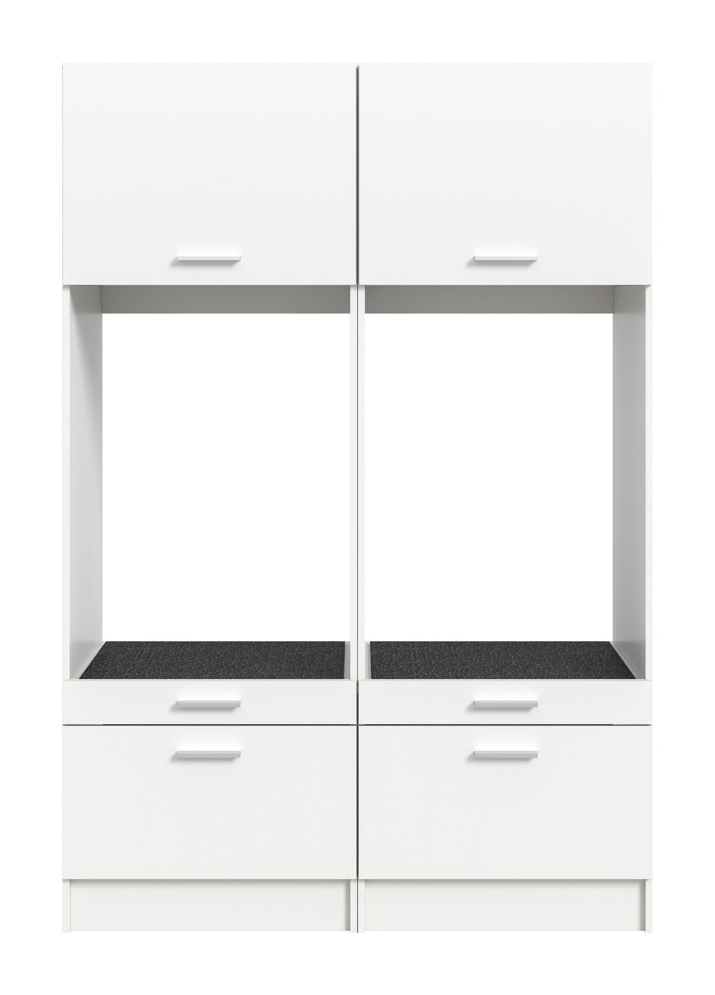 Waschmaschinenschrank-Set (2-teilig) mit offenen Fächern und Schubladen, weiß