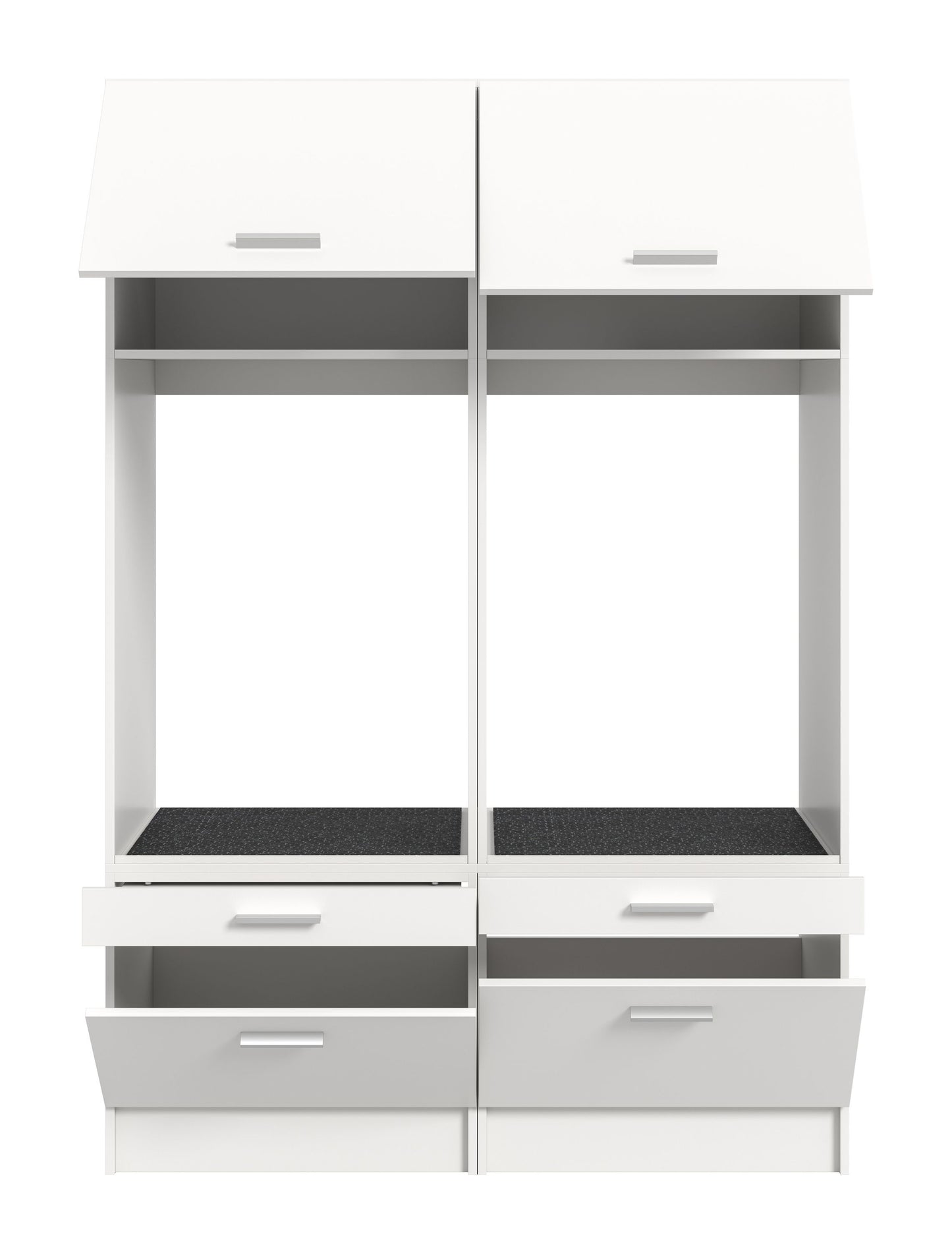 Waschmaschinenschrank-Set (2-teilig) mit offenen Fächern und Schubladen, weiß