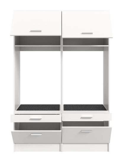 Waschmaschinenschrank-Set (2-teilig) mit offenen Fächern und Schubladen, weiß