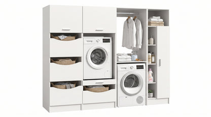 Homes & Jones Waschmaschinenschrank-Set (4-tlg.) in Weiß, offene Fächer und Türschränke