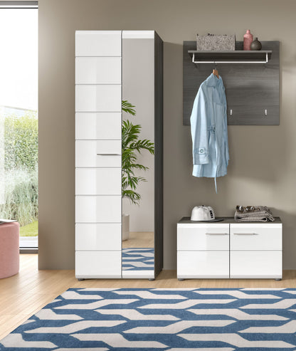 Homes & Jones Garderobenset 3 -tlg.,weiß Hochglanz Fronten, Flurmöbelset, Diele