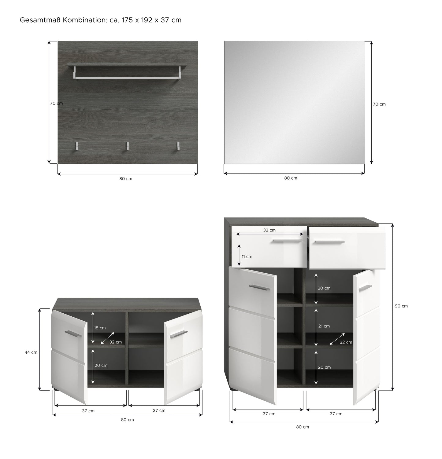 Ensemble de penderie Salsa 175 x 192 x 37 cm