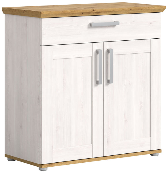 Garderobe Verona Schuhkommode in Sibiu Lärche Nb. Absetzung in Artisan Eiche Nb., ca. 95x92x39 cm
