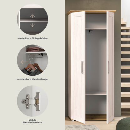 Homes & Jones Garderobenhochschrank offen, innen mit Schrankboden und Fachbereich