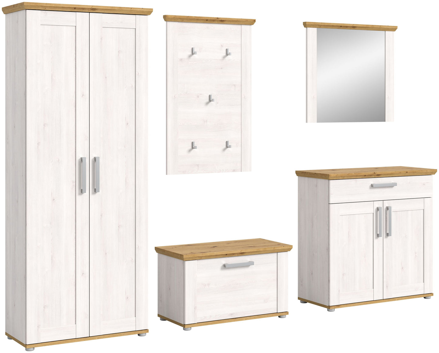Homes & Jones Garderobe 5tlg. Set Garderobenkombination im Landhausstil