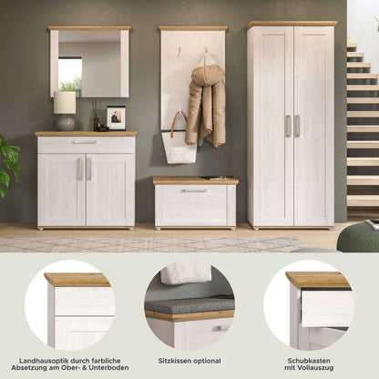 Homes & Jones Garderobe 5tlg. Set Garderobenkombination im Landhausstil