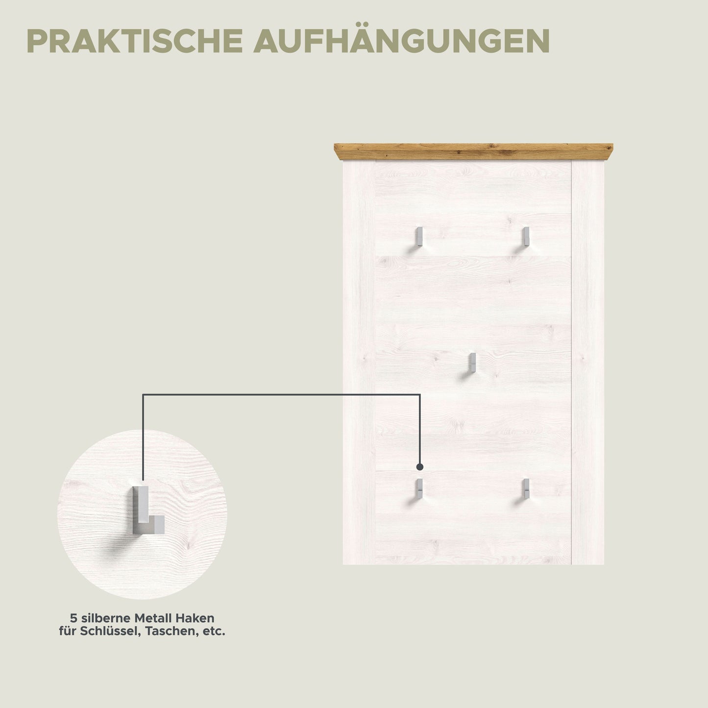 Homes & Jones Garderobe 5tlg. Set Garderobenkombination im Landhausstil
