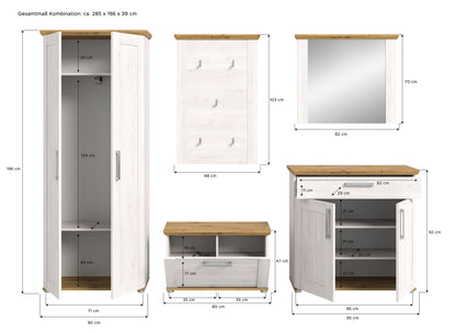 Homes & Jones Garderobe 5tlg. Set Garderobenkombination im Landhausstil