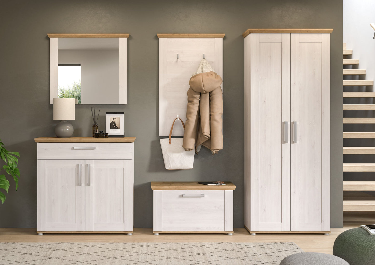 Homes & Jones Garderobe 5tlg. Set Garderobenkombination im Landhausstil