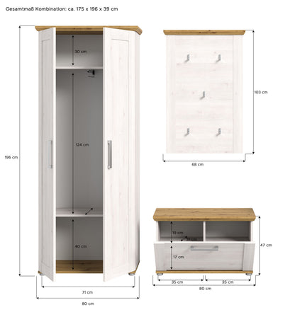 Ensemble de meubles d'entrée Verona 3 pcs. 194 x 37 x 171 cm