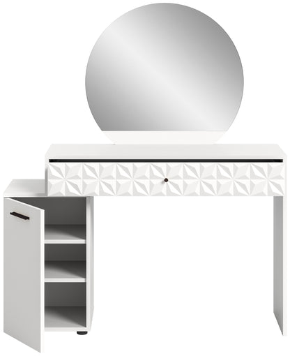 Homes & Jones Schminktisch mit Spiegel, weiß, Schublade und offene Fächer links