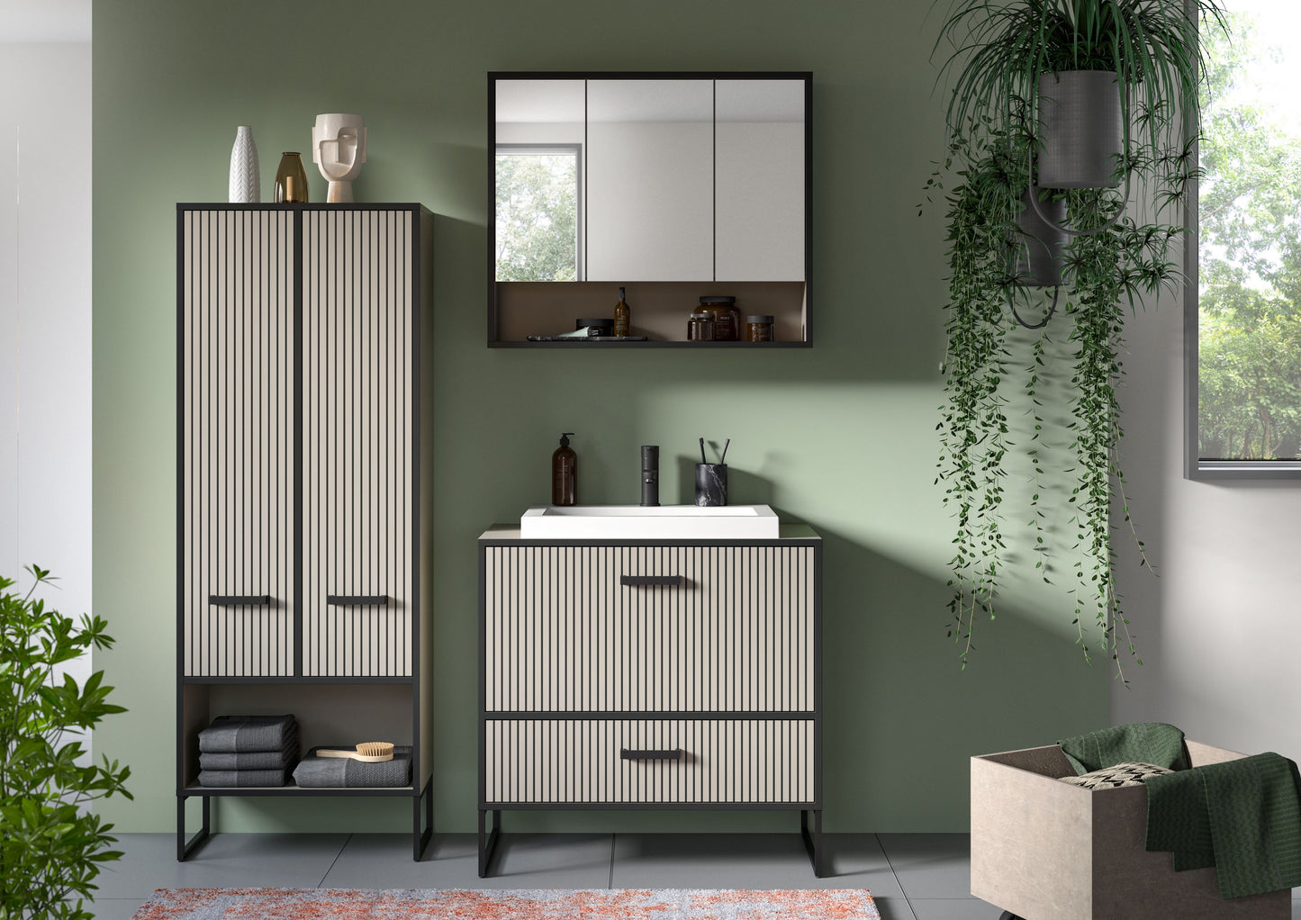 Ensemble de meubles de salle de bain Bagno 3 pièces 192 x 48 x 154 cm