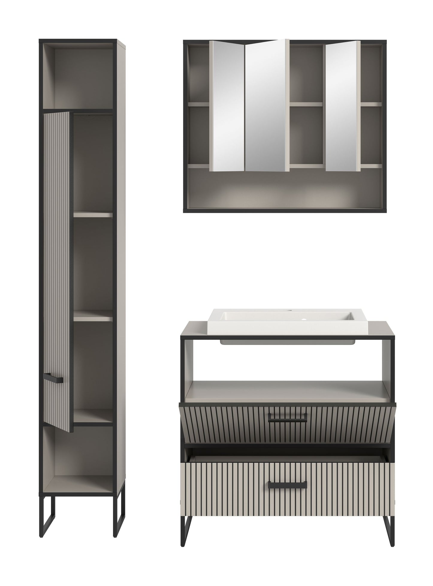 Bagno Ensemble de meubles de salle de bain 3 pièces 125 x 192 x 48 cm
