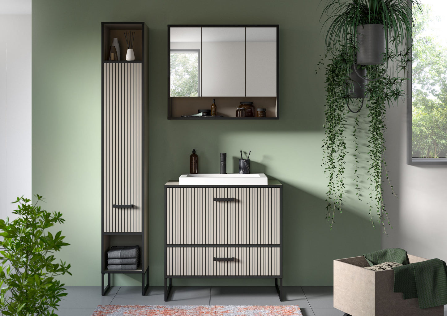 Bagno Ensemble de meubles de salle de bain 3 pièces 125 x 192 x 48 cm