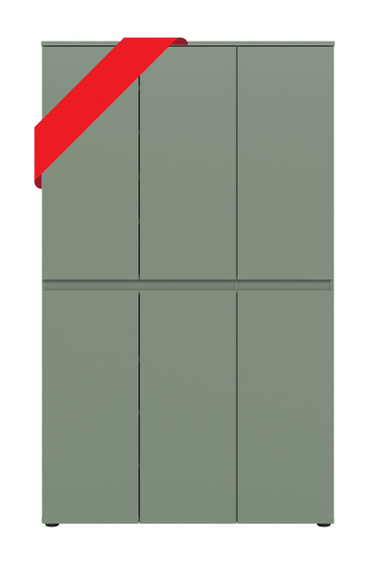 Universalschrank 105 cm, Smoke-Green mit 6 Türen und durchgehendem Finish